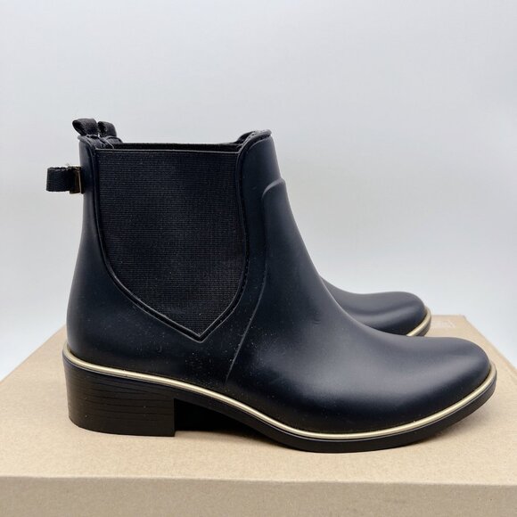 Kate Spade Solstice Women’s Ankle Bow Rain Boots Heeled Black Pull On US 11 - Picture 6 of 11